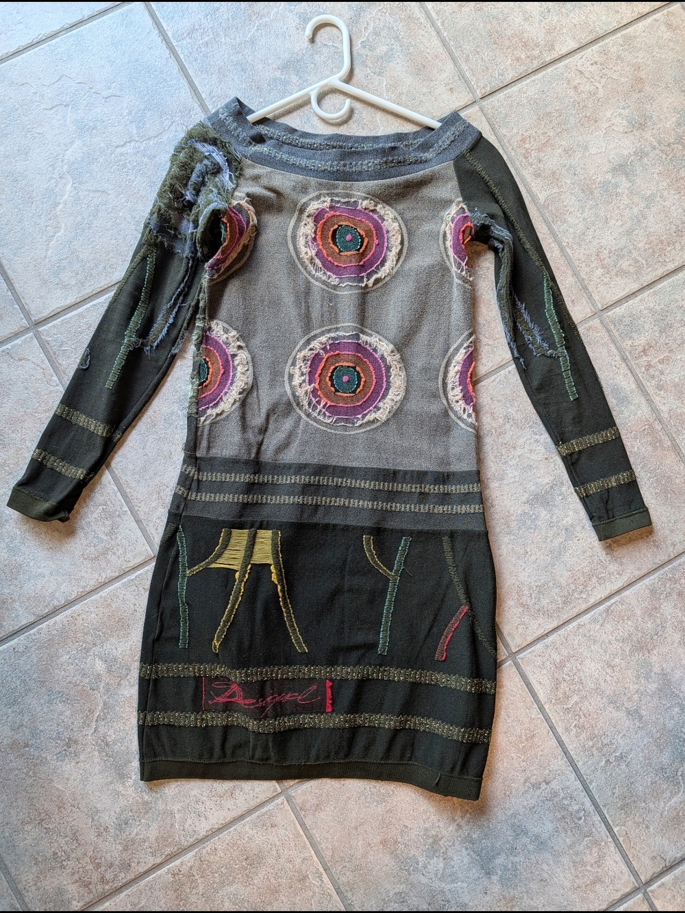 Desigual Y2K Whimsigoth Hypnotic Print Long Sleeve Mini Dress - Made in Italy